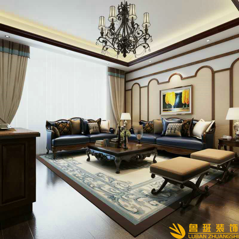 泰達風景240㎡躍層裝修設(shè)計客廳