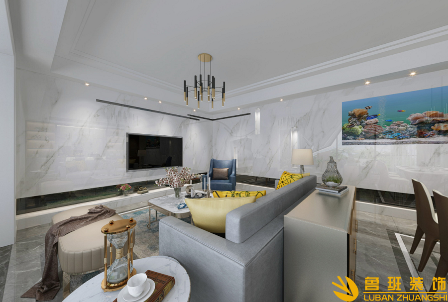 藍(lán)光雍錦閣躍層設(shè)計(jì)裝修客廳2