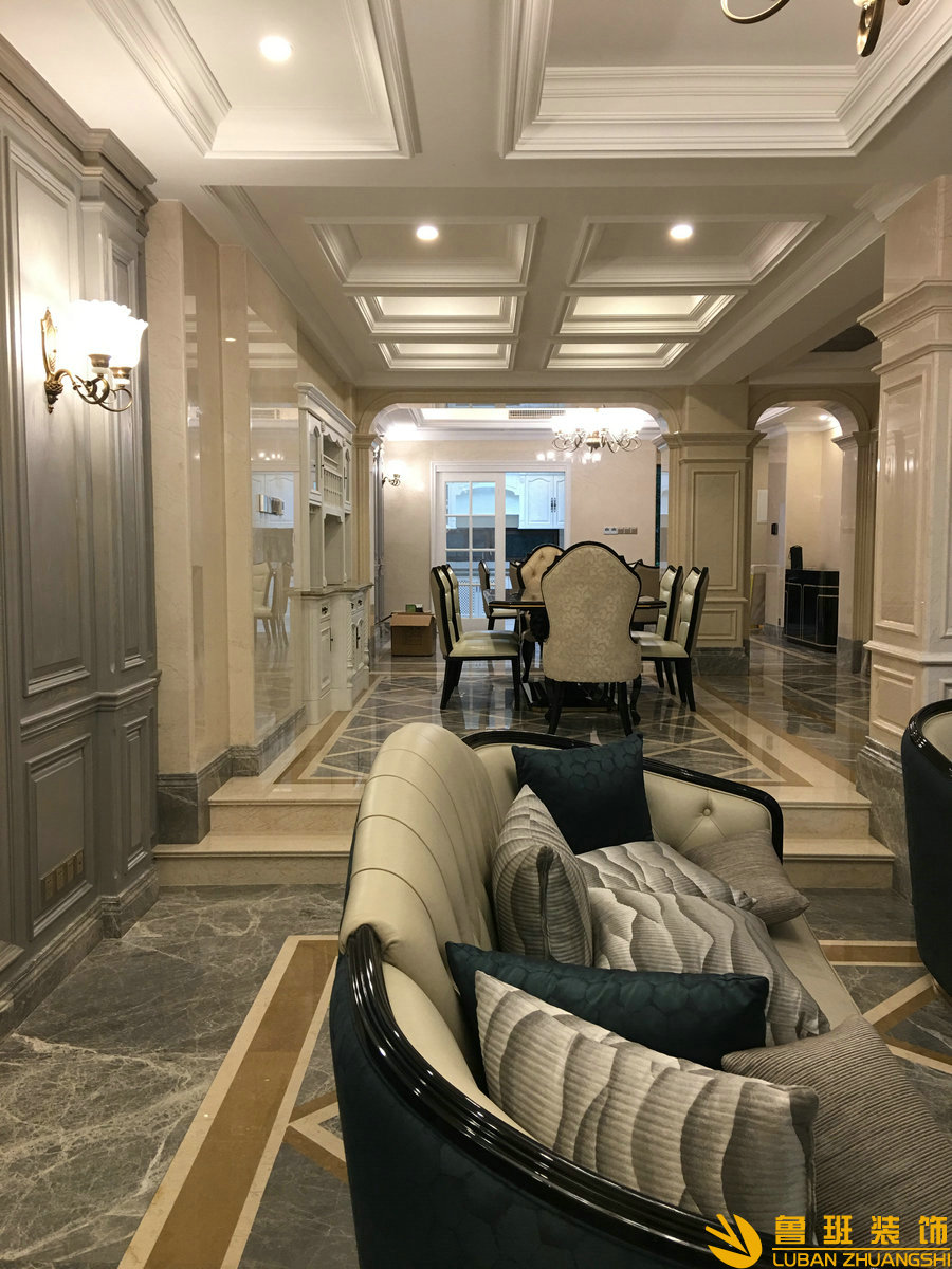 華僑城東岸328㎡別墅設計裝修現代輕奢客廳