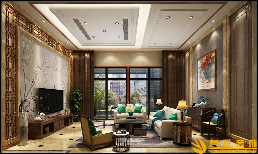 三利麓山城平層設(shè)計(jì)裝修客廳