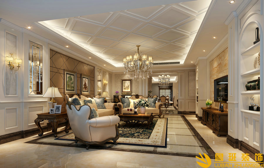 世茂玉錦灣大平層設計裝修客廳