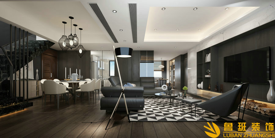 保利百合157平裝修設(shè)計(jì)客廳1