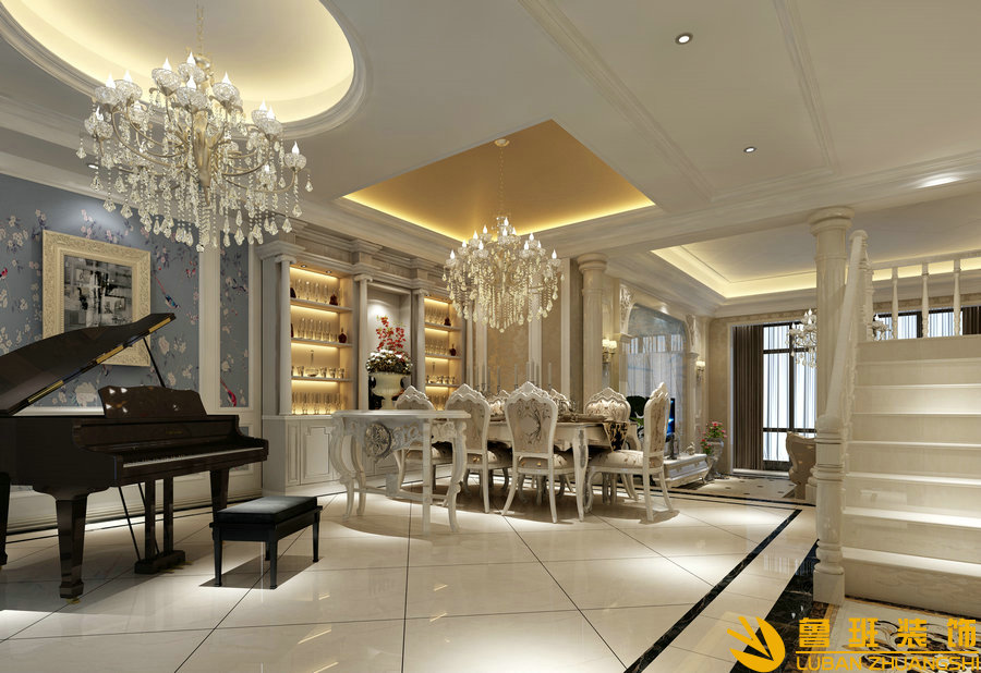 德盛苑260平簡歐設計裝修客廳