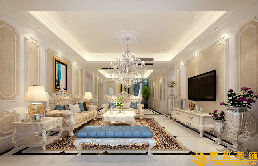 龍湖世紀峰景164平法式裝修設計客廳