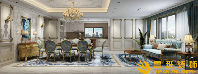 南門綠郡 432平法式別墅設(shè)計(jì)裝修客廳