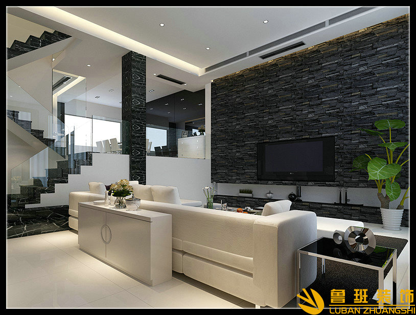 成都花園360平現(xiàn)代別墅設(shè)計(jì)裝修客廳