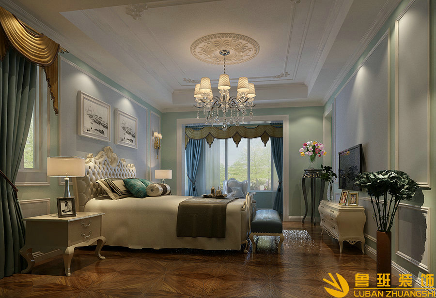 和泓半山美式鄉村別墅設計裝修臥室