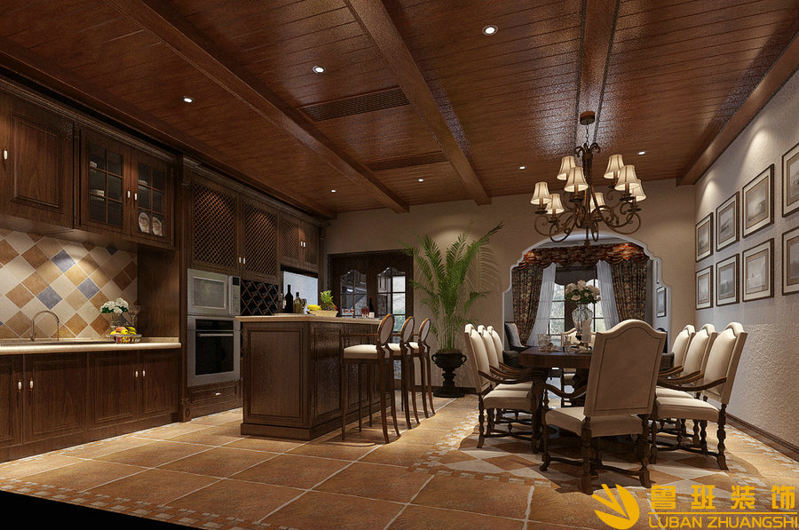 和泓半山美式鄉村別墅設計裝修廚房