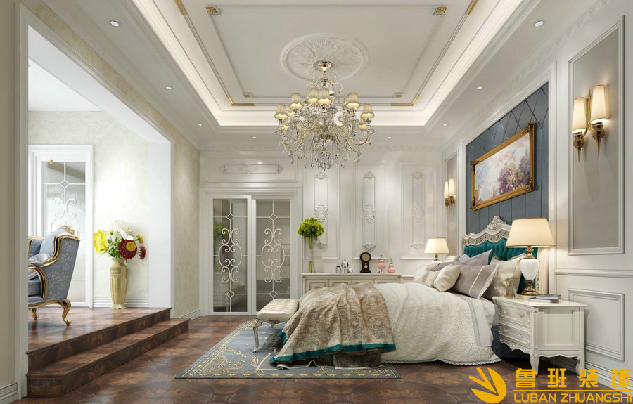 雍錦閣159平美式裝修設(shè)計臥室