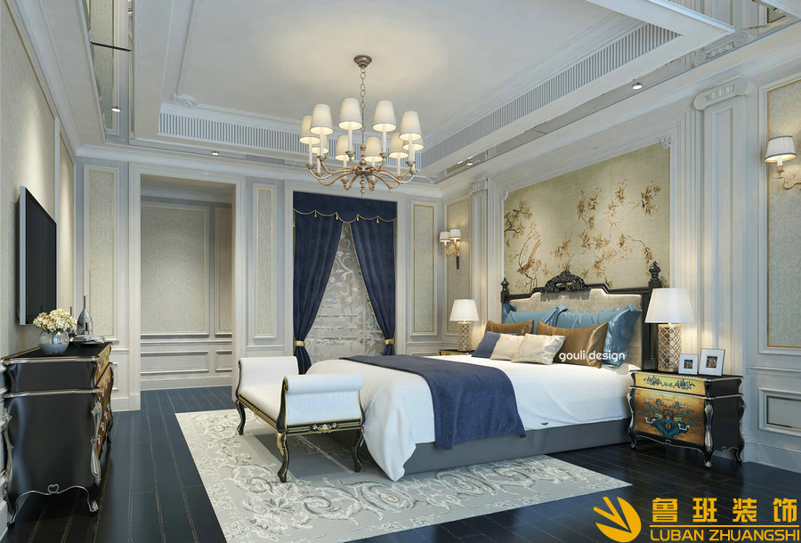 九號公館240平歐式設(shè)計裝修主臥