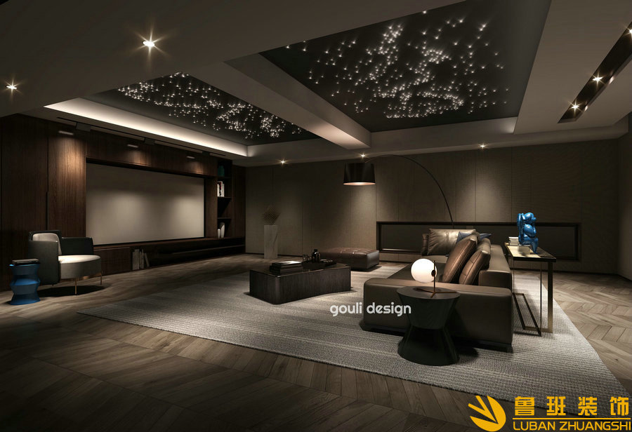 南門綠郡后現代別墅設計裝修影視廳