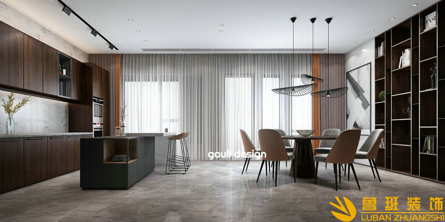 南門綠郡后現代別墅設計裝修餐廳