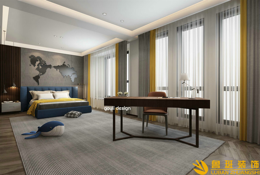 南門綠郡后現代別墅設計裝修書房