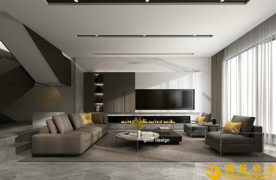 雅居樂現代別墅設計裝修客廳