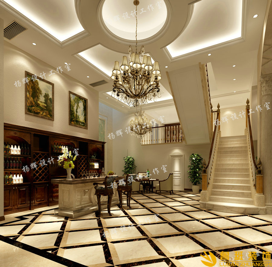 華僑城·東岸320平簡歐別墅設(shè)計(jì)裝修樓梯