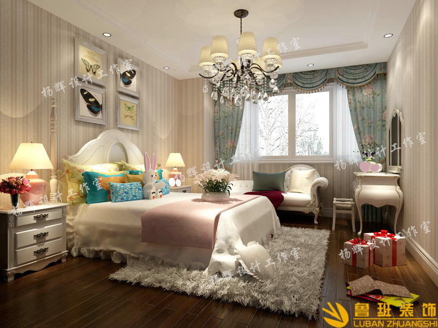 華僑城·東岸320平簡歐別墅設(shè)計(jì)裝修女兒房