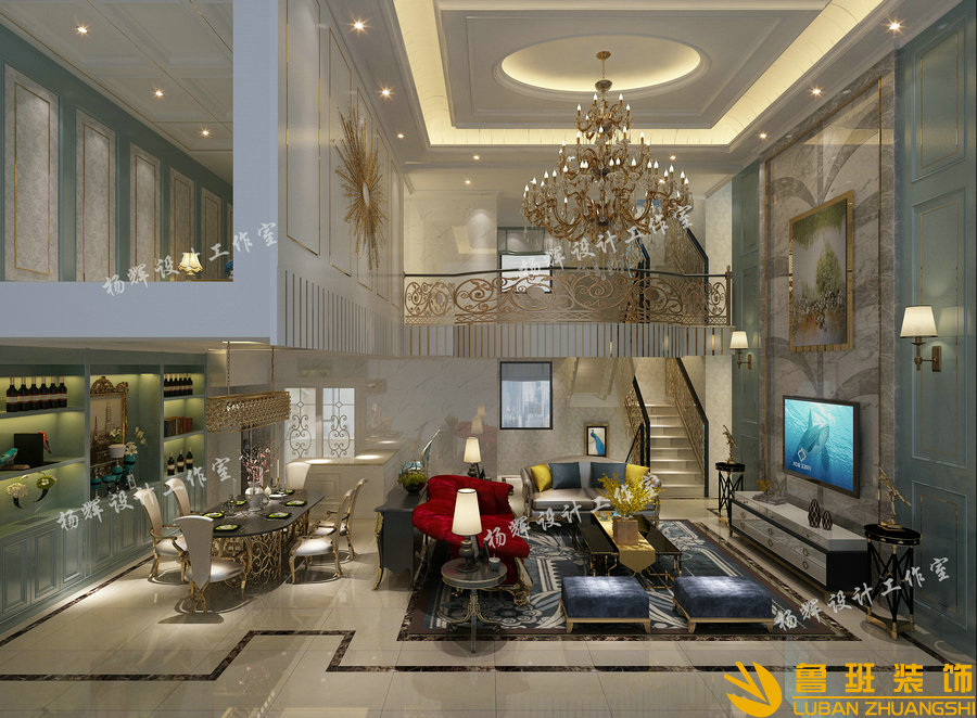 龍湖·源著349平別墅設計裝修客廳