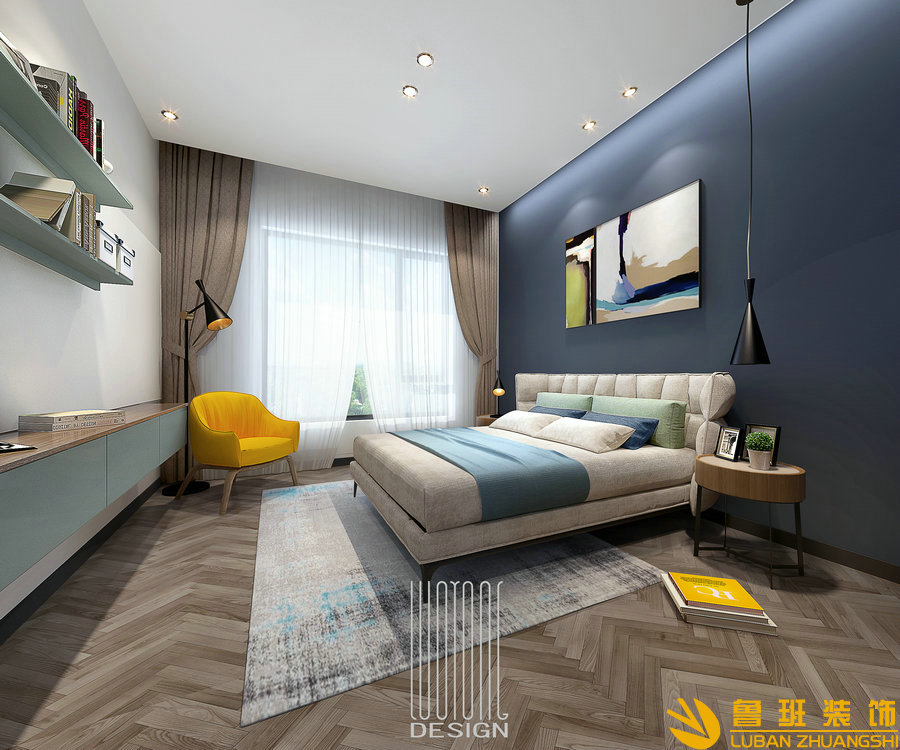 九里晴川300平別墅現(xiàn)代裝修設(shè)計次臥