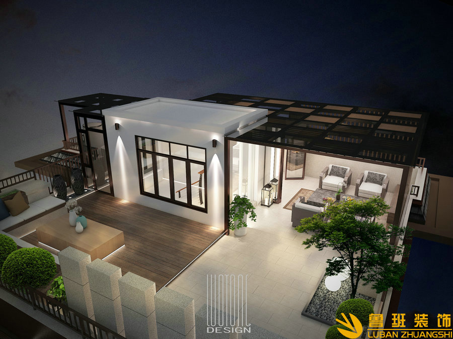 九里晴川300平別墅現(xiàn)代裝修設(shè)計花園