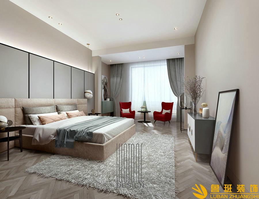 九里晴川300平別墅現(xiàn)代裝修設(shè)計主臥