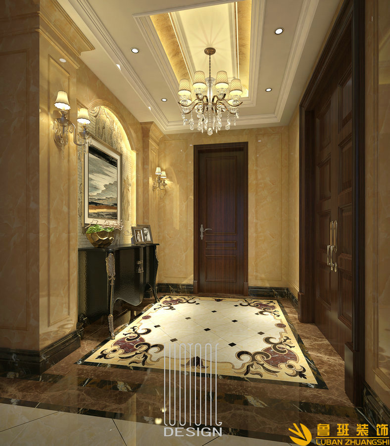 雅居樂550平美式別墅設計裝修門廳