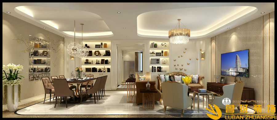 西子城林奇磊420別墅設計裝修客廳