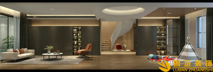 御今緣300平現代別墅設計裝修客廳