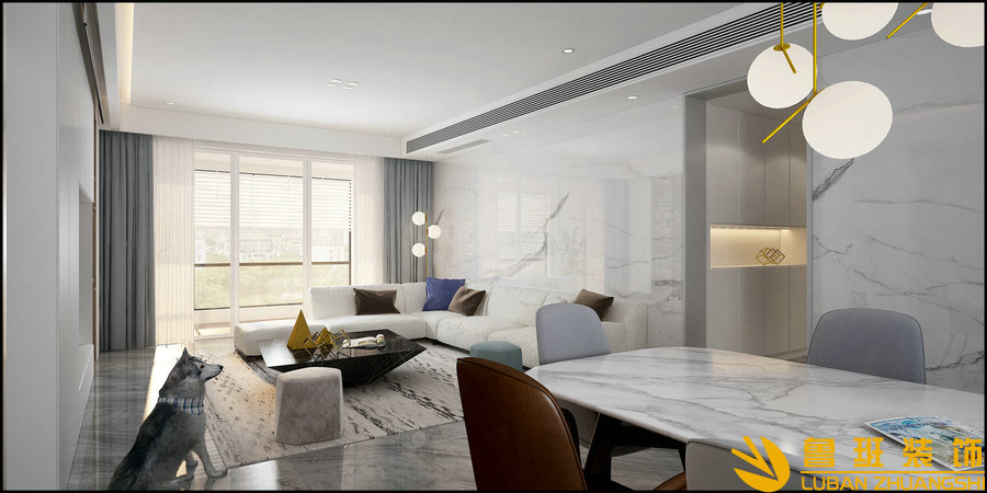 城南一號240平層現代設計裝修客廳1