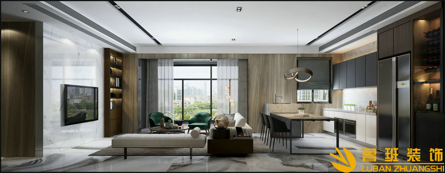 龍湖.三千庭136現代平層裝修設計客廳