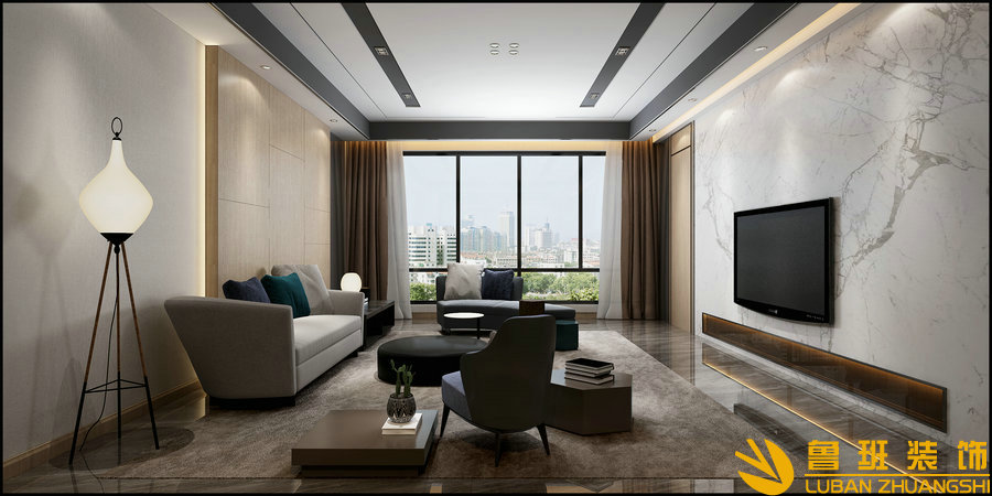 四海逸家217現(xiàn)代躍層設(shè)計裝修客廳