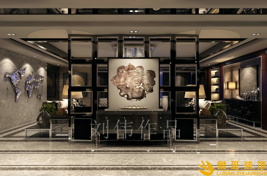 譽峰403后現代大平層設計裝修玄關