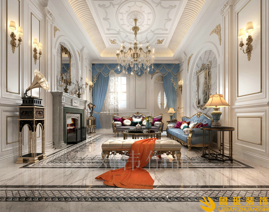 和貴南山上768法式別墅設(shè)計裝修客廳1