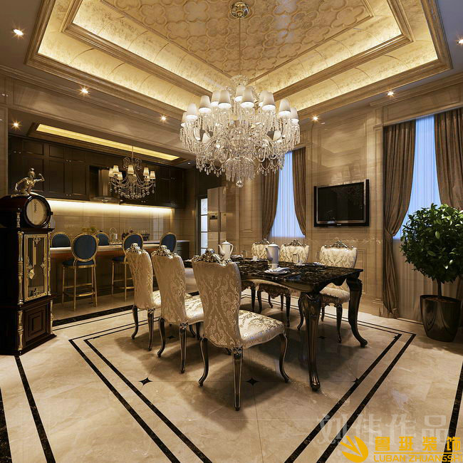 御園340平歐式新古典別墅裝修設計餐廳廚房