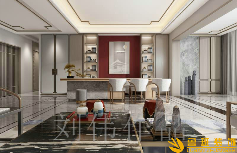 蔚藍卡地亞花園城180中式平層設計裝修客廳1