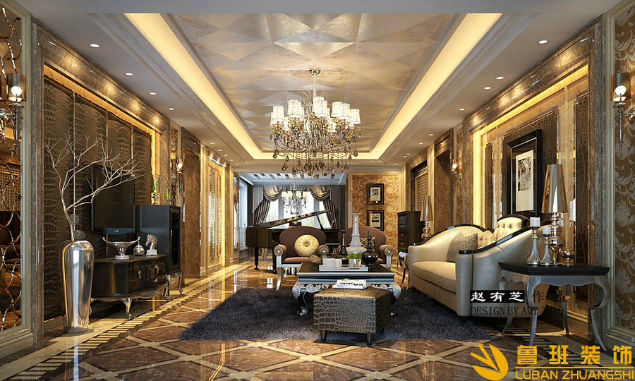 城南一號200平新古典裝修設(shè)計(jì)客廳