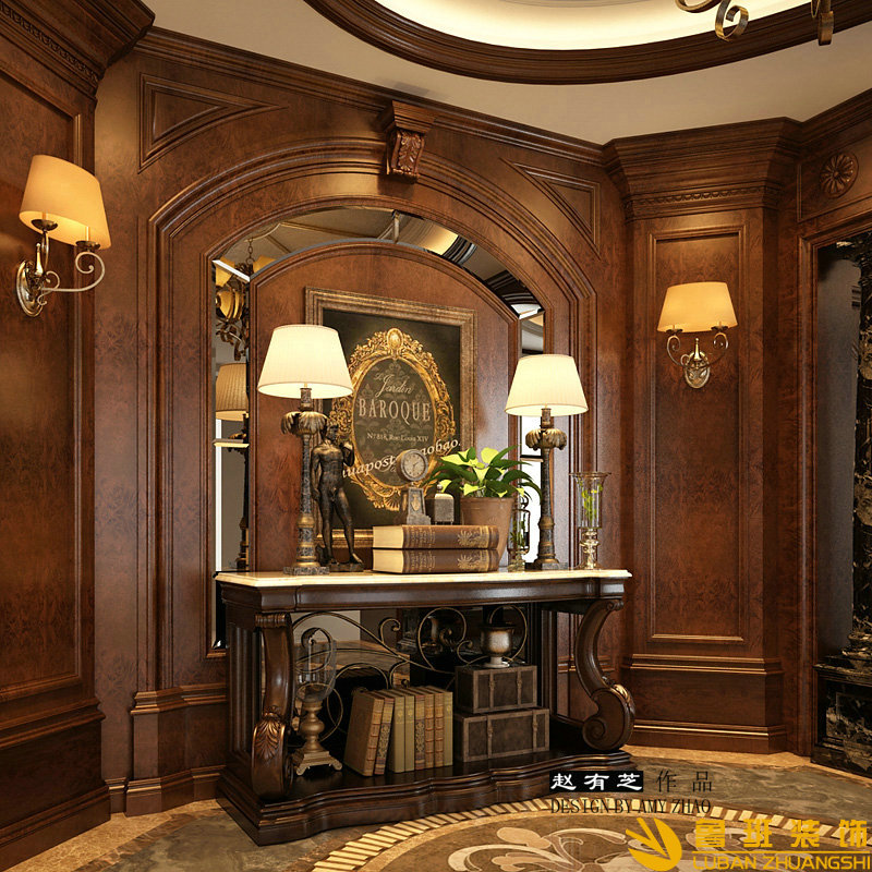 綠地錦天府400平古典歐美聯(lián)排別墅設計裝修門廳