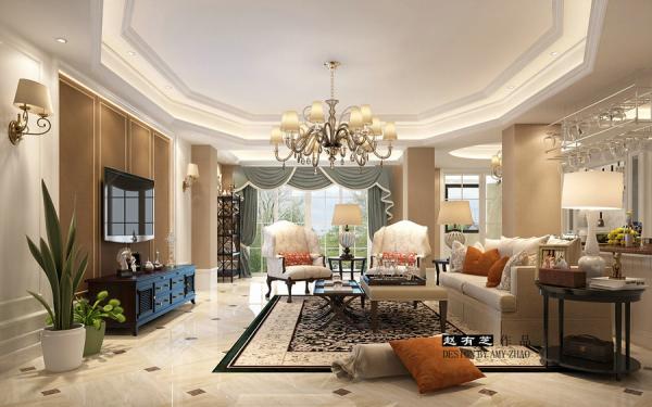 龍城一號底躍300平美式設計裝修