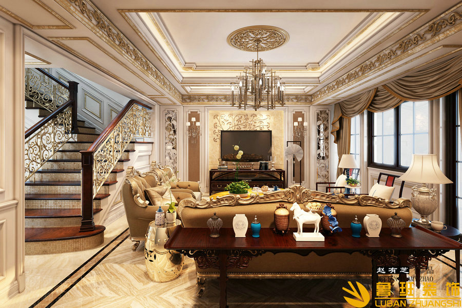 亞特蘭蒂斯500獨(dú)棟混搭別墅設(shè)計(jì)裝修客廳