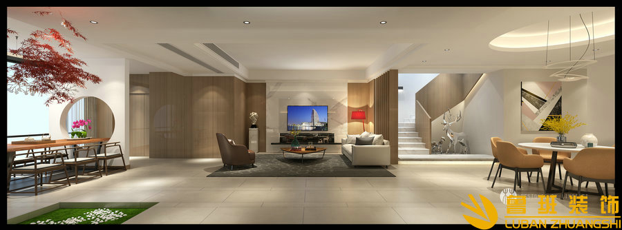 半山愛馬仕400現(xiàn)代別墅設(shè)計(jì)裝修客廳