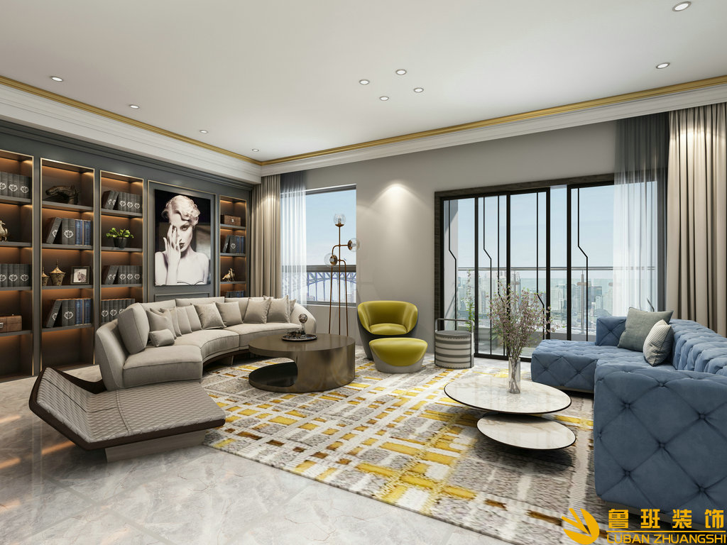 華潤公園九里95平裝修設計客廳