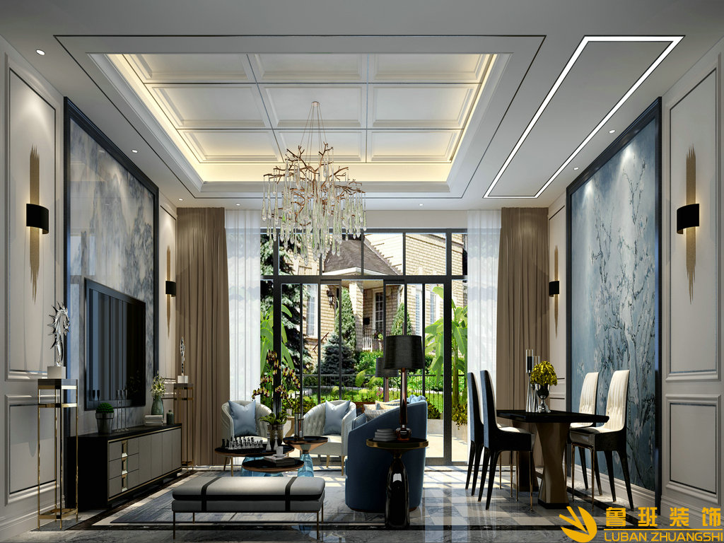 保利錦江里314平別墅裝修設計客廳