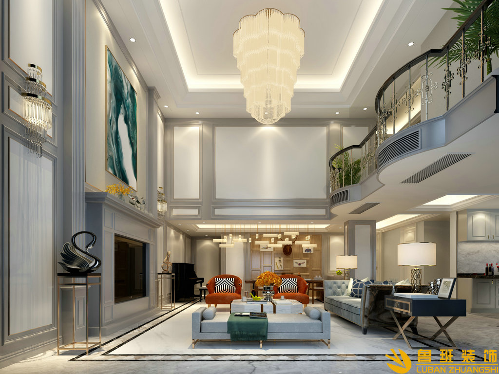 仙海湖畔293平別墅裝修設計客廳