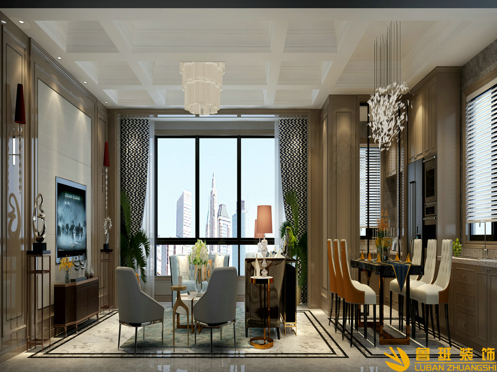 香堤榮府332平別墅裝修設計客餐廳