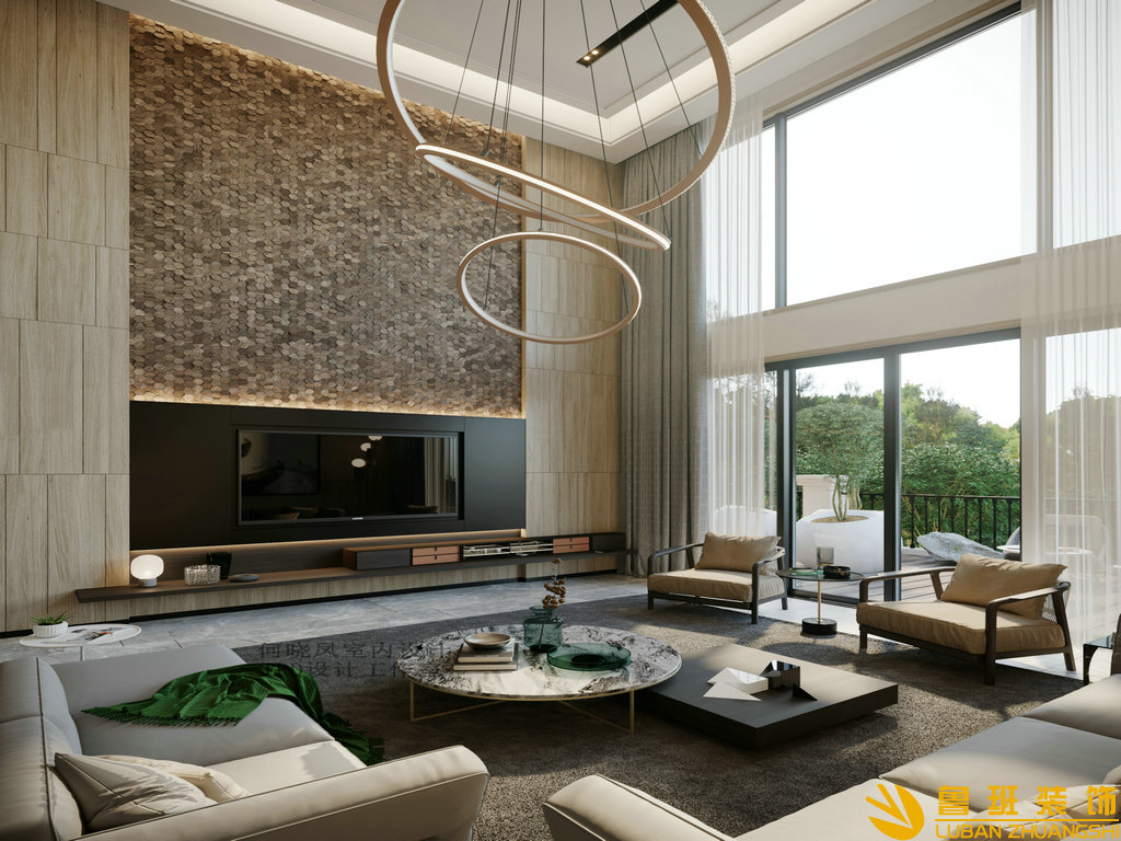 山水峨眉650平大別墅裝修設計客廳