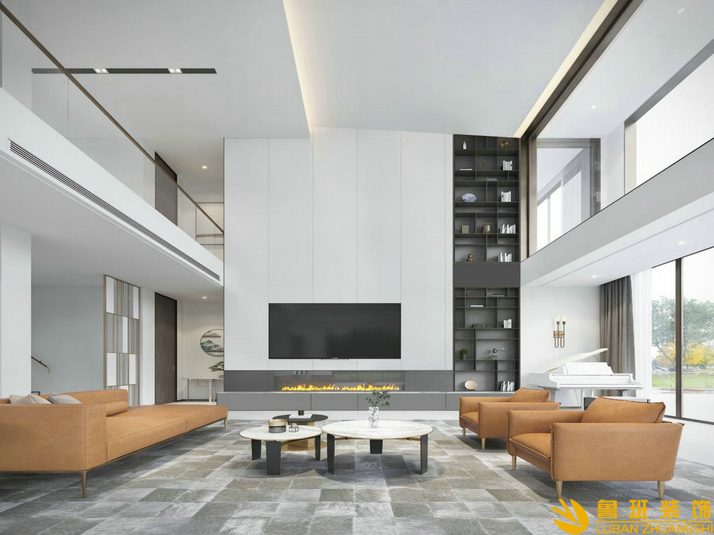 蒲江大溪谷680平別墅裝修設計客廳