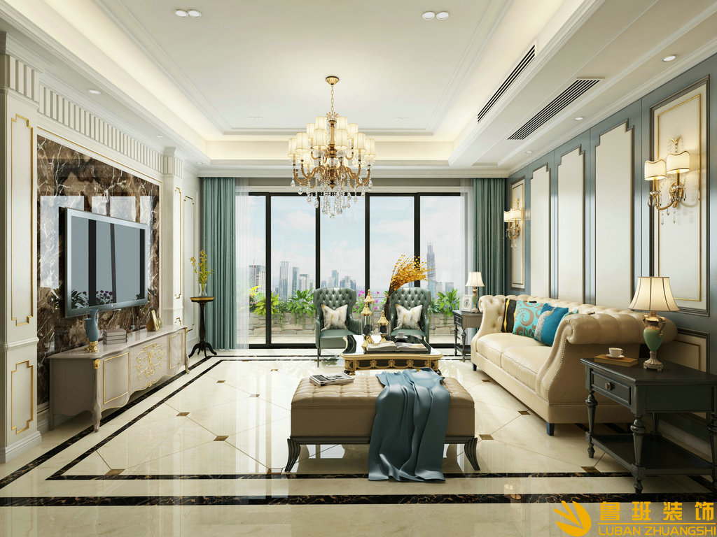 擎天半島260平大平層裝修設計客廳