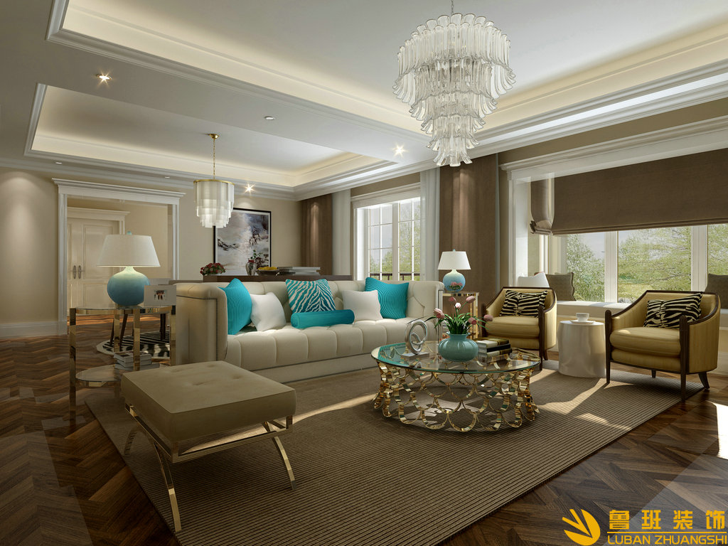 翡翠城175平大平層裝修設計客廳