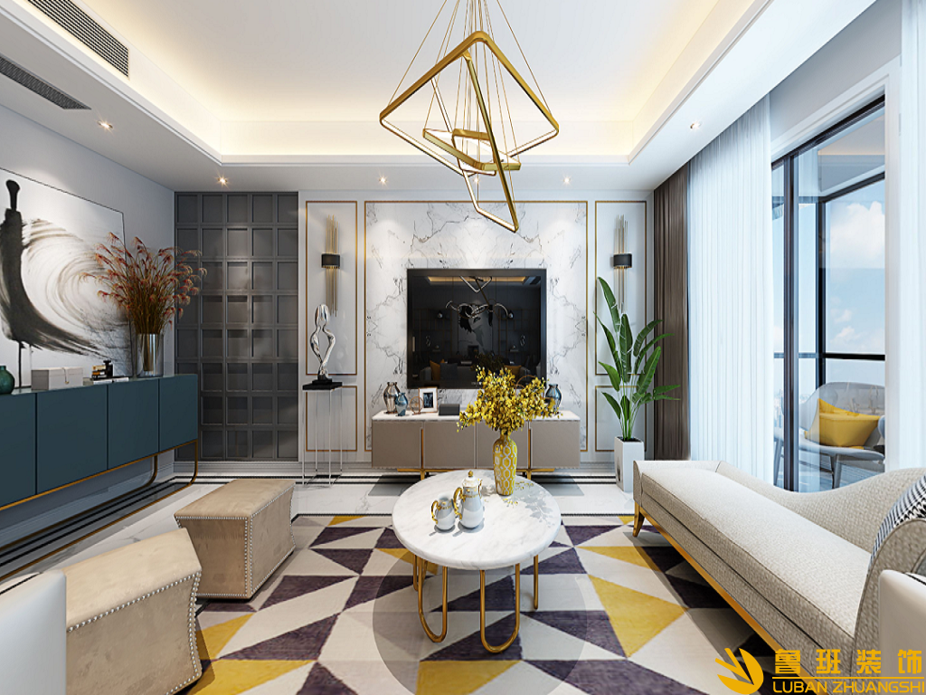 成都天鵝堡135平裝修設計客廳