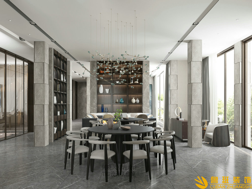 山水峨眉1400平大別墅裝修設(shè)計(jì)餐廳