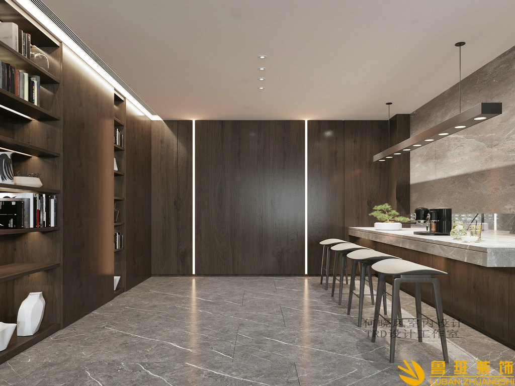 山水峨眉1400平大別墅裝修設(shè)計(jì)吧臺(tái)